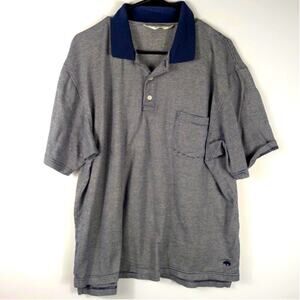 Brooks Brothers L Houndstooth Polo Shirt Blue Short Sleeve Cotton Lisle Preppy